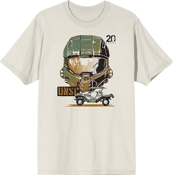 Bioworld Halo Master Chief and Warthog Men's Tofu T-Shirt-XL White