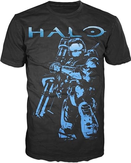 Bioworld Halo Blue Soldier Xbox Adult Mens T-Shirt Black