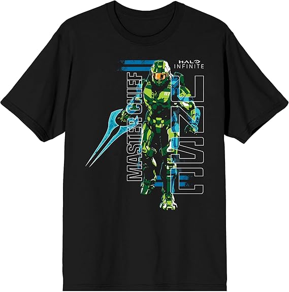 Halo Infinite Master Chief UNSC Logo Crew Neck Short Sleeve Men's Black T-Shirt