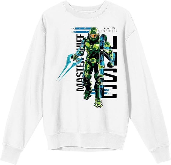 Bioworld Halo Infinite Master Chief UNSC Logo Crew Neck Long Sleeve White Adult Sweatshirt